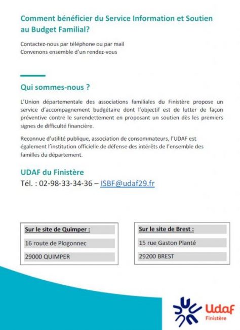 UDAF 29 : Information soutient budget familial – Commune Taulé